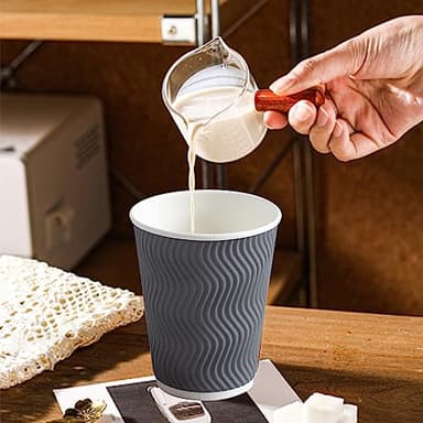 Clawsoff Coffee Cups 12 oz 120 Pack, Corrugated Insulated Ripple Wall Disposable Paper Coffee Cups 12oz, To Go for Hot Beverage or Cold Drinks Office/Home/Cafe/Party/Travel (Gray) - Image 5