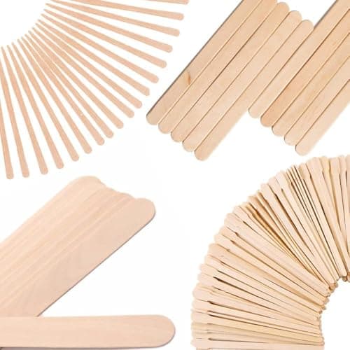 Mibly 4 Style 350 Pcs Assorted Wooden Wax Sticks for Body Legs Face and Small Medium Large Sizes Eyebrow Waxing Applicator Spatulas for Hair Removal or Wood Craft Sticks - Image 1