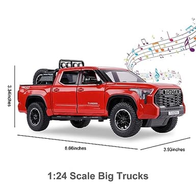 SASBSC Tundra Truck Toys for 3 4 5 6 7 Year Old Boys Pickup Toy Trucks for Boys Age 3-7 Diecast Metal Trucks with Light and Sound Pull Back Toy Cars Gift for Kids - Image 3