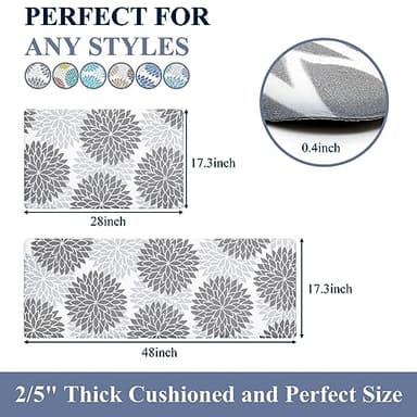 HEBE Anti Fatigue Kitchen Rug Sets 2 Piece Non Slip Kitchen Mats for Floor Cushioned Kitchen Rugs and Mats Waterproof Comfort Standing Mat Runner for Kitchen,Home Office,Sink,Laundry - Image 6