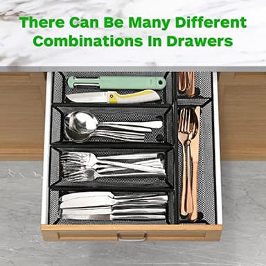 Smgmg Silverware Drawer Organizer, Silverware Organizer for Drawer, 6 Pack Utensil Organizer for Kitchen Drawers, Kitchen Drawer Organizer for Large Utensils with Interlocking Arm (9.6 * 3 * 2 inch) - Image 5