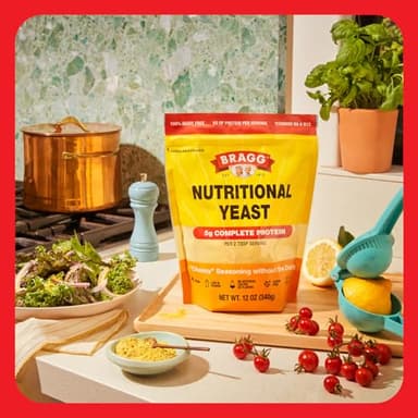 Bragg Premium Nutritional Yeast Seasoning - Vegan, Gluten Free – Good Source of Protein & Vitamins – Nutritious Savory Parmesan Cheese Substitute (Original, 12 Ounce (Pack of 1)) - Image 6
