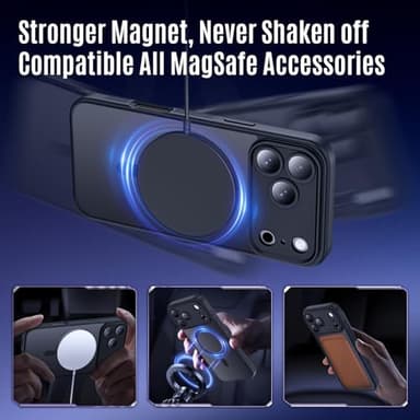 Symcele Designed for iPhone 17 Pro Max Case, Compatible with MagSafe, [Camera Protection] [15FT Military Drop Protection] Shockproof Translucent Matte Anti-Slip Phone Case, 6.9", Black - Image 2