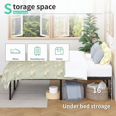 Lutown-Teen 18 Inch California King Bed Frames Sturdy Mattress Foundation, Heavy Duty Metal Cal King Platform with Steel Slats Support No Box Spring Needed, Noise Free, Easy Assembly, Black - Image 3