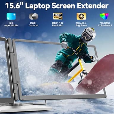 KEFEYA 15.6" Laptop Screen Extender with Magnetic Power Bank, FHD 1080P Triple Monitor Extender for 13-17" Laptop, Plug & Play via Type-C/HDMI/USB-A, Compatible with Mac/Windows/Android - Image 2