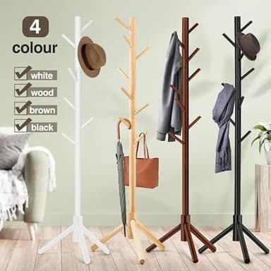 WANGMUXIA Coat Rack, Freestanding Coat Rack with 8 Hooks and 3 Adjustable Size Tree Coat Racks for Bedroom, Hallway, Entrance, Office, for Hats, Coats, Scarves, Handbags - Image 7