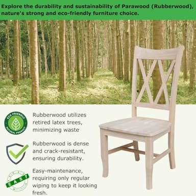 IC International Concepts, Set of 2 Double X-Back Dining Chairs, Armless, Real Wood, Kitchen/Dining/Accent, 19.9"W x 22"D x 41.3"H, 225 Lbs Wt. Capacity, DIY, Paint/Stain In Any Color, Unfinished - Image 7