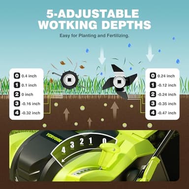 16-Inch Electric Dethatcher and Scarifier, YERYORK 2-in-1 Lawn Dethatcher with Powerful 15 AMP Motor 14.5Gal Collection Bag 5-Position Depth Foldable Handle for Lawns & Garden (Green) - Image 6
