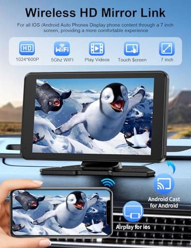 Apple Carplay Screen for Car, 7" HD Portable Car Stereo Touch Screen with Wireless Android Auto, Backup Camera with LED/Mirror Link/Voice Control/Bluetooth/GPS/AUX/FM Satellite Radio for All Vehicles - Image 7