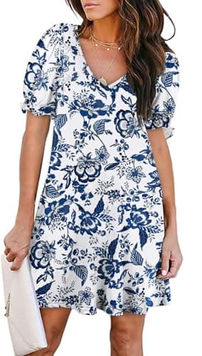 Vestidos De Verano para Mujer 2025 Swimsuit Coverup Loose V Neck Dress Sundresses with Pockets Eyelet - Image 1