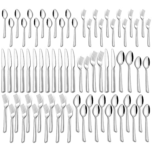 60 Piece Silverware Set For 12, Stainless Steel Flatware/Tableware Set Include Spoons/Forks/Knives, Yoehka Mirror Polished Cutlery Set For Home Kitchen Restaurant Hotel, Durable,Dishwasher Safe - Image 1