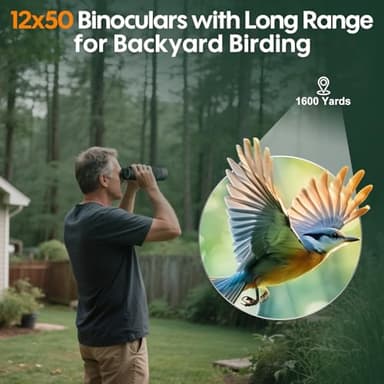 occer 12x50 Binoculars for Adults High Powered - HD Bird Watching Binocular for Hunting with Clear Vision - Easy Focus Binoculars with Long Range for Hiking Travel Cruise Trip Concert Stargazing - Image 5