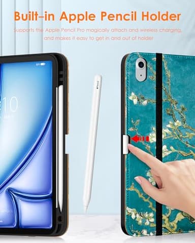 DTTO for iPad Air 11-inch Case M3/M2 (2025/2024), iPad Air 5th / 4th Generation (2022/2020), Premium Leather Business Folio Stand Cover with Pencil Holder - Auto Sleep/Wake, Blossom - Image 2