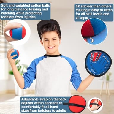 Toss and Catch Ball Game, Kids Toddler Baseball Glove & Catch Ball Toys, Kids Outdoor Games for Family, Toys for Beach Pool Yard Outside, Birthday Gift for Ages 3 4 5 6 7 8-12 Year Old Boys Girls - Image 4