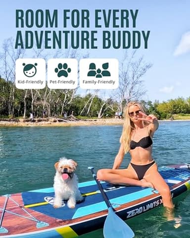 ZLX 11'6" Extra Wide Inflatable Stand Up Paddle Board SUP | Stable Non-Slip Deck Pad, Unique Fin System and Premium iSUP Accessories - Portable Backpack & Upgraded Pump for Adults, All Skill Levels - Image 5