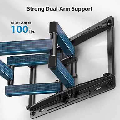 Pipishell Full Motion TV Wall Mount for Most 37-75 inch TVs, Wall Mount Bracket with Dual Articulating Arms, Swivel, Tilt, Max VESA 600x400mm up to 100 lbs, TV Mount Fits 12”/16” Wood Studs, PILF6 - Image 4