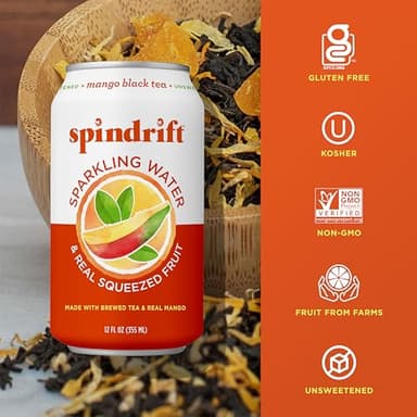 Spindrift Mango Black Tea Can 12 Ounce (Pack of 24) - Image 4