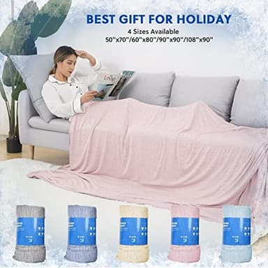 HOMFINE Cooling Blankets for Hot Sleepers - Summer Blanket Thin Lightweight Breathable Soft Double Side Enhanced Cooling for Bed Couch Sofa, Keep Cool for Night Sweats (Pink, 60 x 80 inches) - Image 5