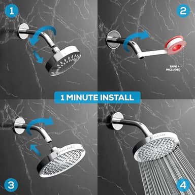 SparkPod Shower Head - High Pressure Rain - Premium Quality Luxury Design - 1-Min Install - Easy Clean Adjustable Replacement for Your Bathroom Shower Heads (Luxury Polished Chrome, 6 Inch Round) - Image 3
