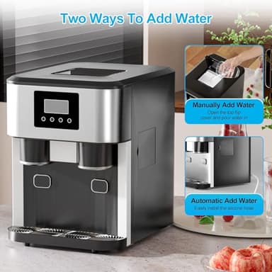 TABU 3-in-1 Nugget Ice Machine & Crushed Ice, Countertop Water Dispenser with 40lbs/Day Ice Maker & Crusher, Self-Cleaning Ice Machine, 3 Size Bullet Cube, Chewable Ice for Home, Kitchen, Office, RV - Image 6