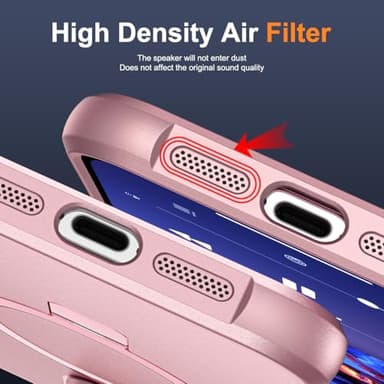 SKYLMW Compatible with iPhone 13 Case & iPhone 14 Case with Invisible Magnetic O-Ring Stand Phone Cases for 13 & 14 6.1" [Compatible with Mag-Safe][Great Grip Feeling], Rose Gold - Image 8