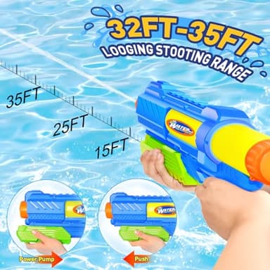 Super Water Gun for Kids Adults: 2 Pack - 1200CC Water Toy Gun Super Water Squirt Blaster Soaker Long Range High Capacity Swimming Pool Beach Outdoor Summer Fun Party Games, Gifts for Boys and Girls - Image 6