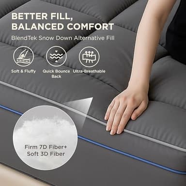Bedsure Twin Mattress Topper - Pillow Top Mattress Pad Cover with Deep Pocket Fits up to 21 Inches, Plush Soft Bed Topper for Back Pain Relief, Overfilled with Down Alternative Filling, Grey - Image 2