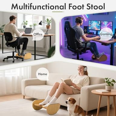 Amazer Bamboo Foot Rest for Under Desk at Work, 2-in-1 Reversible Rocking Footrest Adjustable Foot Stool, Ergonomic Footrest for Under Gaming Desk, Feet Support Leg Footstools for Home Office - Image 6
