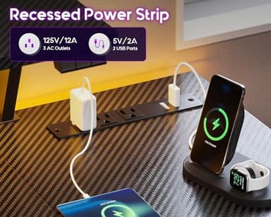 MOTPK Small Gaming Desk with LED Lights & Power Outlets, 39 Inch L Shaped Gaming Computer Desk with Storage Shelf, Gamer Table with Monitor Stand, PC Table with Carbon Fiber Texture, Black - Image 6