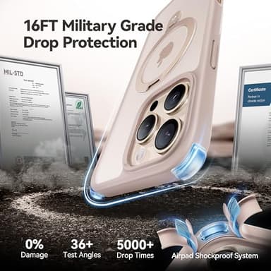 CASEKOO Designed for 16 Pro Max Case with Magnetic Invisible Stand [Military Drop Protection] [Compatible with MagSafe] Shockproof Slim Translucent Matte Promax Case 6.9 Inch, Desert Gold - Image 5
