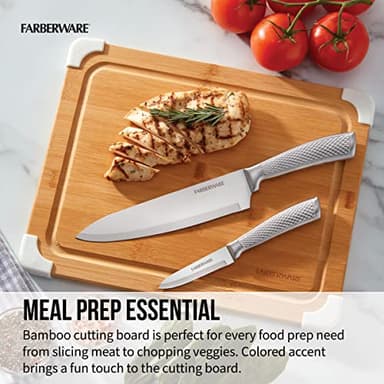 Farberware Nonslip Bamboo Cutting Board with Juice Groove, 11x14 Inch, White - Image 7