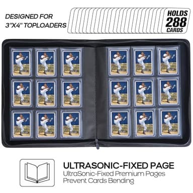D DACCKIT Toploader Binder, Holds 288 Top Loaders - 9-Pocket Top Loader Binder for 3" x 4" Rigid Card Holders for Trading Cards or Sports Cards, Model A - Navy Blue - Image 4