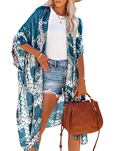 Moss Rose Beach Vacation Essentials for Women Kimono Cover ups Swim Cover up Bohemian Swimsuit Wear - Image 1