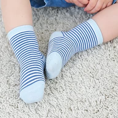 ZAPLES Baby Boys Non Slip Grip Crew Socks with Anti Skid Soles for Infants Toddlers Kids, Stripes Assort, 12-36 Months - Image 5