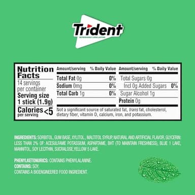 Trident Spearmint Sugar-Free Chewing Gum, 12 Packs of 14 Pieces (168 Total Pieces) - Image 3