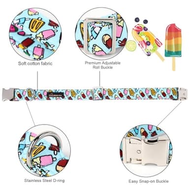 ARING PET Summer Dog Collar with Sailor Bowtie, Cute Ice Cream Pet Collars with Metal Buckle for Boy Girl Puppy Small Medium Large Dogs-M - Image 2