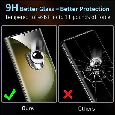 3 Pack Galaxy S23 Ultra Screen Protector, HD Clear Tempered Glass, Fingerprint Unlock, 3D Curved, Scratch Resistant, No Bubble for Samsung Galaxy S23 Ultra 5G Glass Screen Protector - Image 5