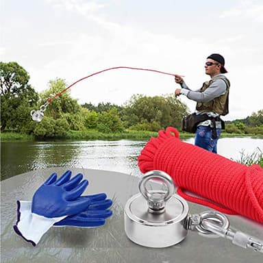 DIYMAG Strong Double Side Neodymium Fishing Magnets,750 lbs(340KG) Pulling Force Rare Earth Magnet with 20m (65 Foot) Durable Rope and Protective Gloves,for Retrieving in River and Magnetic Fish - Image 8