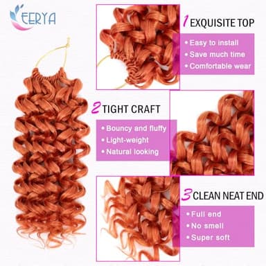 7 Packs GoGo Curl Crochet Hair 10 Inch Short ginger Curly Crochet Hair for Women Deep Wave Beach Curl Crochet Braids Synthetic Braiding Hair Extensions (10 Inch, ginger) - Image 4