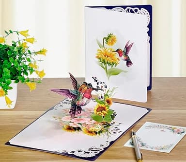 CUTPOPUP Mothers Day Card Pop Up, Birthday 3D Popup Greeting, Birthday Card for Women (Hummingbird Sunflower) - Image 6