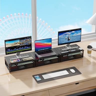 gianotter Computer Monitor Stand Riser, Desk Organizers and Accessories with Drawer, Office Desk Accessories & Workspace Desktop Organizers Storage for Printer Stand (Black) - Image 6