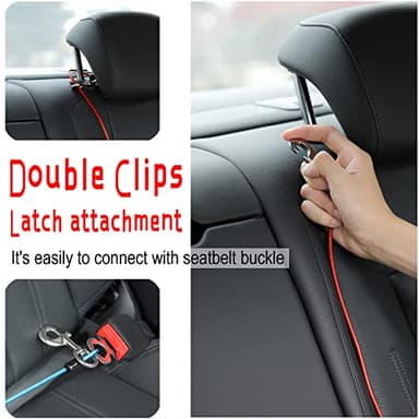 Dog Seat Belt Harness for Car,2pcs Dog Seatbelt of Coated Wire Leash Safety Restraint,No Chew Tether Cable Vehicle Dogs Accessories,Double Clips & Latch (2 Pack Black, 32 inch/80 CM) - Image 8