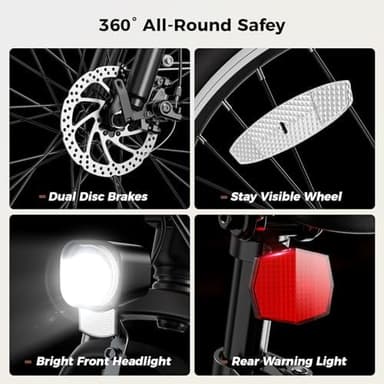 Jasion YC1 ST 26" Electric Bike, 750W Peak Motor, Step-Through Ebike for Adults, 360WH Removable Battery, Up to 40miles, Max 23MPH Urban Commuter E-Bike, 7 Speeds & Front Suspension - Image 4