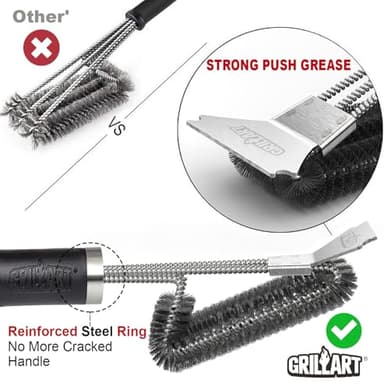 GRILLART Grill Brush and Scraper BBQ Brush for Grill, Safe 18" Stainless Steel Woven Wire 3 in 1 Bristles Grill Cleaning Brush, BR-4516 - Image 2