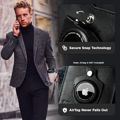 SERMAN BRANDS AirTag Wallet - RFID Blocking Mens Minimalist Money Clip Wallet for Airtag - Full Grain Leather - Slim Bifold. Front Pocket Apple Air tag Wallets for men. Gift (Charcoal Transformer Air - Image 3