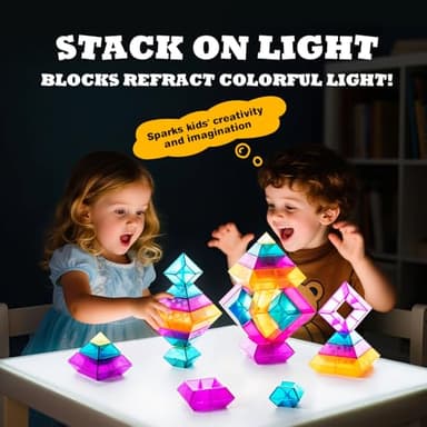 Building Block Sets for Kids 3 4 5 6 Year Old, 30 Pcs Stacking Blocks Toys for Boys Girls, STEM Preschool Learning Activities Educational Light Table Toys Gifts for Toddlers Children - Image 5