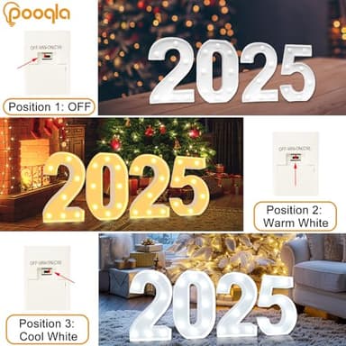 Pooqla LED Light Up Numbers, Warm White and Cool White Decorative Lighted Marquee Numbers, Light Up Numbers for Boys Girls Party, Wedding, Bar, Night Light, Room Decor, Birthday Decoration, Number 6 - Image 2