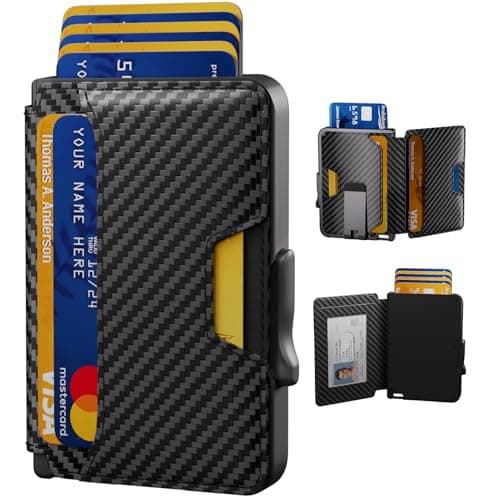 SEMORID Wallet for Men, Mens Wallet Minimalist Slim Wallet, RFID Blocking Smart Pop Up Wallet with Money Clip & ID Window, Metal Compact Wallet, Aluminum Credit Card Holder Wallet - Image 1