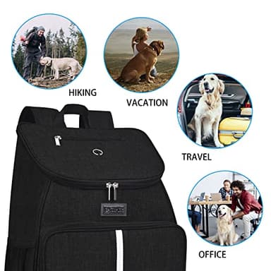 BAGLHER丨Dog Travel Bag, Airline Approved Pet Supplies Backpack, Dog Travel Backpack Accessories Set with 2 Silicone Collapsible Bowls and 2 Food Baskets. Black - Image 6