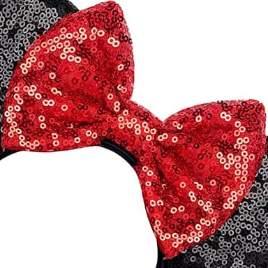 FANYITY Mouse Costume Ears,2 Pcs Mouse Ears Headbands for Girls & Women Party,Size Free (RED 2) - Image 3